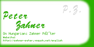 peter zahner business card